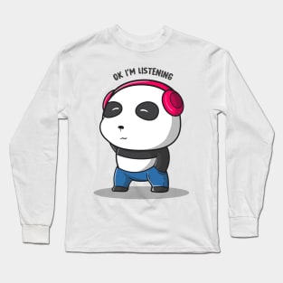 cute animal friendly panda Long Sleeve T-Shirt